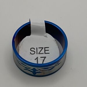Stainless Steel Blue And Gray Tribal Band Ring For Men Size 8.5 (China 17)
